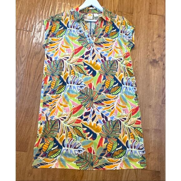C&C linen tropical collared midi dress M - Picture 10 of 10